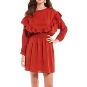 Gianni Bini Western Country Women Dress SZ Small 100% Tencel Lyocell Rust Orange